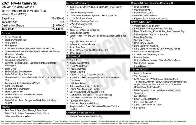 2021 Toyota Camry SE
