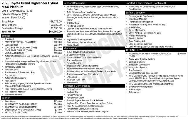 2025 Toyota Grand Highlander Hybrid MAX Platinum