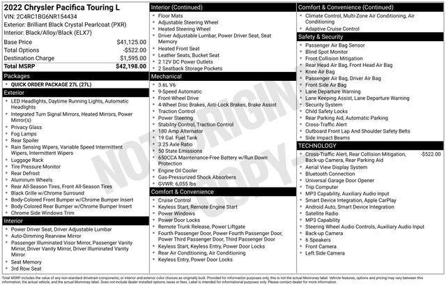 2022 Chrysler Pacifica Touring L