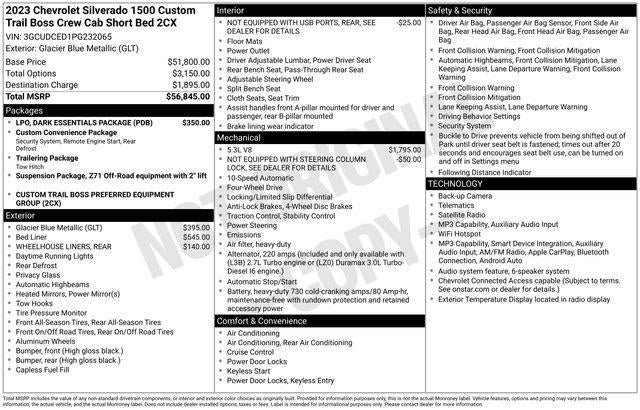 2023 Chevrolet Silverado Custom Trail Boss