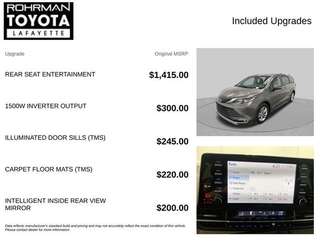 2021 Toyota Sienna Platinum 7 Passenger