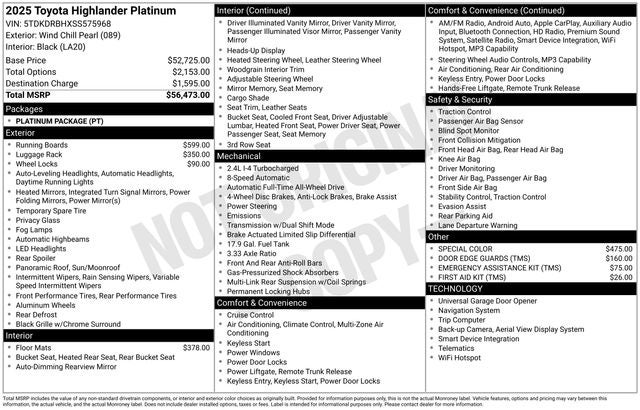 2025 Toyota Highlander Platinum