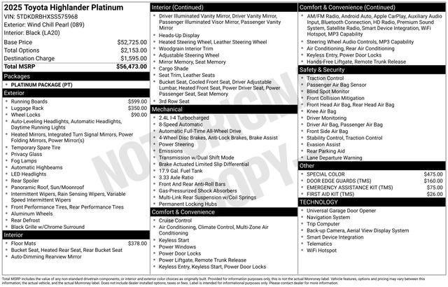 2025 Toyota Highlander Platinum