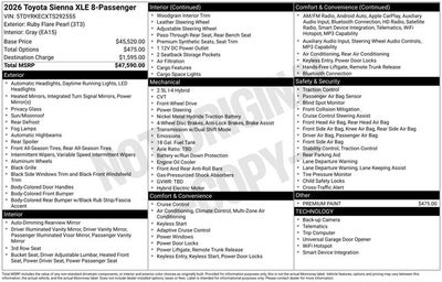 2026 Toyota Sienna XLE 8 Passenger