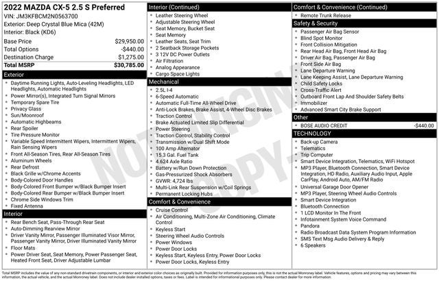 2022 Mazda Mazda CX-5 2.5 S Preferred Package