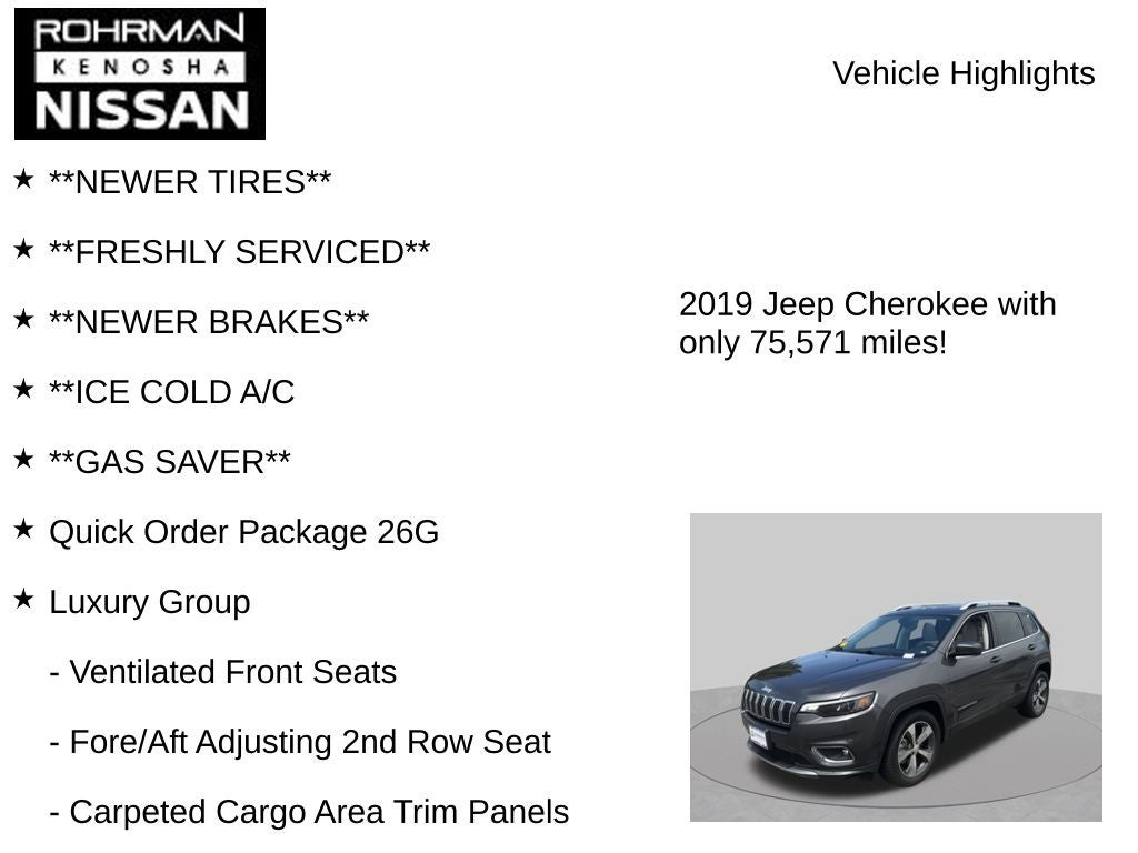 2019 Jeep Cherokee Limited 3.2L V6