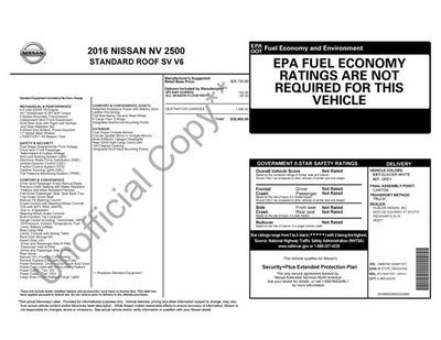 2016 Nissan NV2500 HD SV Standard Roof