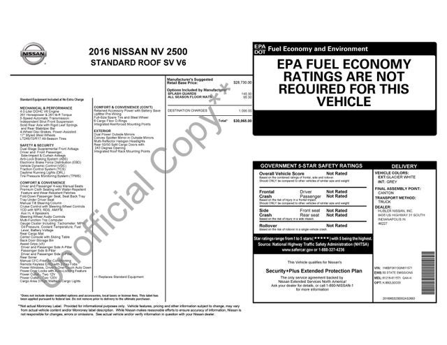 2016 Nissan NV2500 HD SV Standard Roof