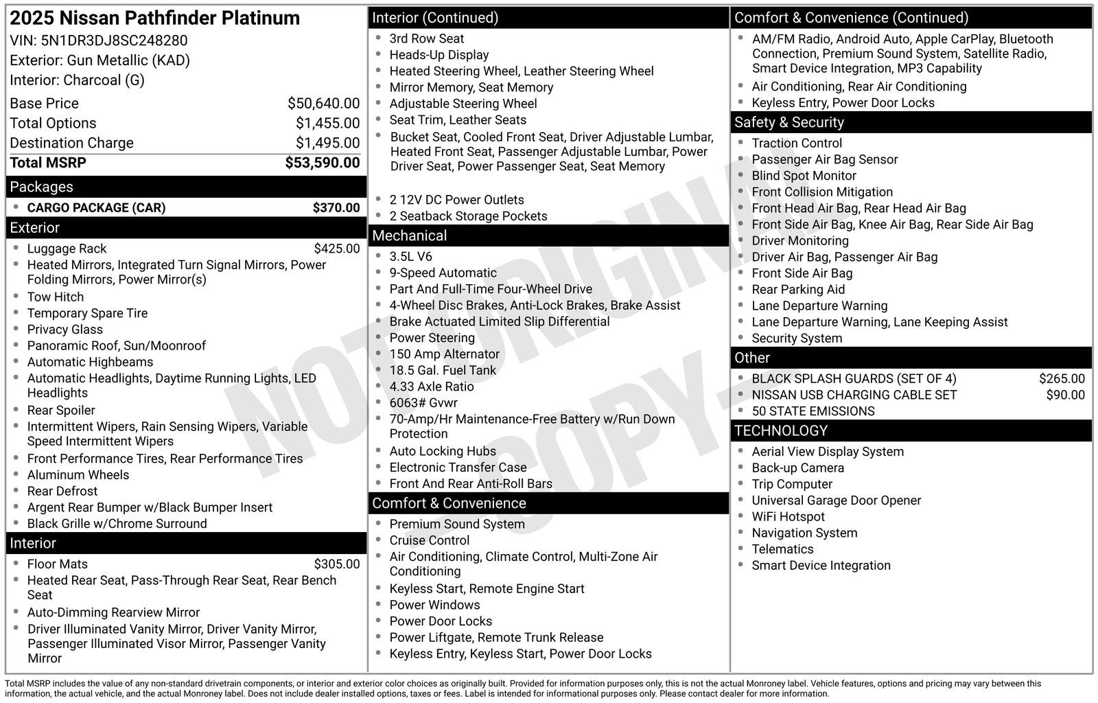 2025 Nissan Pathfinder Platinum