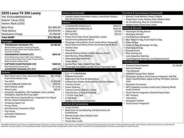 2025 Lexus TX TX 350