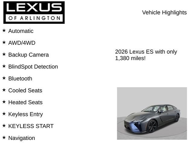2026 Lexus ES ES 500e Luxury