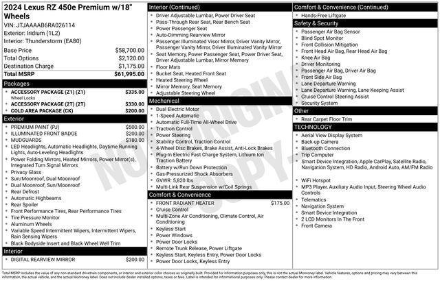 2024 Lexus RZ 450e Premium