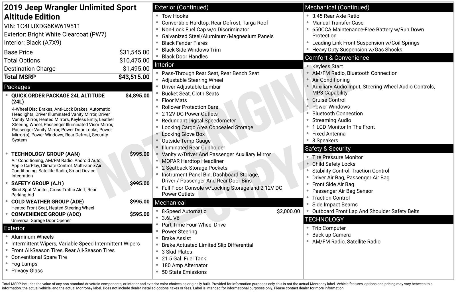 2019 Jeep Wrangler Unlimited Sport Altitude