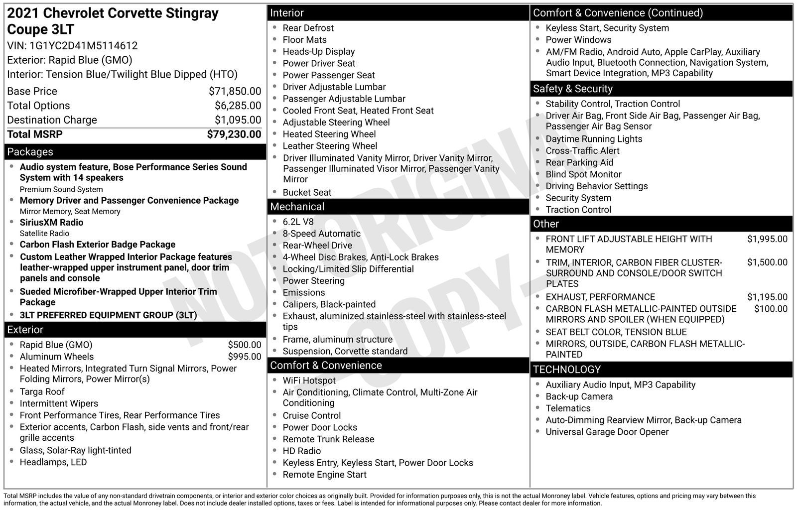 2021 Chevrolet Corvette Stingray 3LT