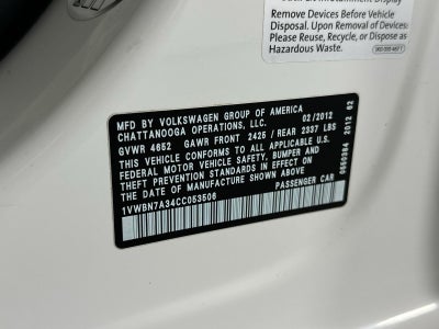 2012 Volkswagen Passat TDI SE w/Sunroof/Nav