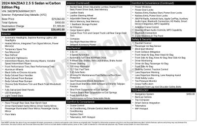 2024 Mazda Mazda3 2.5 S Carbon Edition Base