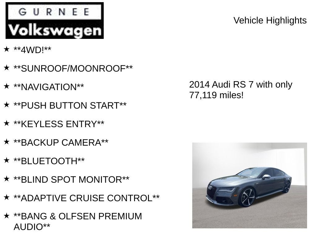 2014 Audi RS 7 4.0T Prestige quattro