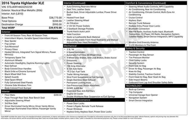 2016 Toyota Highlander XLE V6