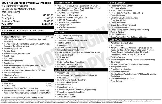 2026 Kia Sportage Hybrid SX-Prestige