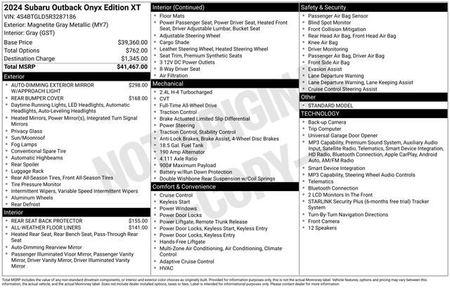 2024 Subaru Outback Onyx Edition XT