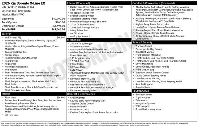 2026 Kia Sorento X-Line EX