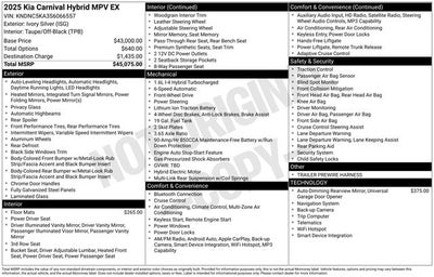 2025 Kia Carnival Hybrid EX