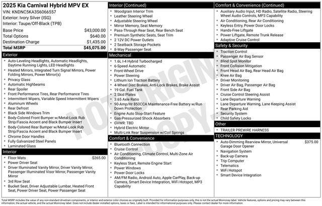 2025 Kia Carnival Hybrid EX