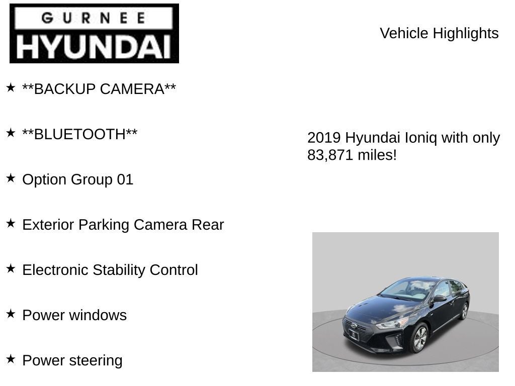 2019 Hyundai Ioniq Plug-In Hybrid Base