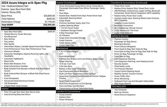 2024 Acura Integra A-Spec Package