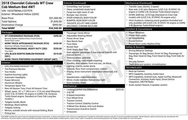 2018 Chevrolet Colorado Work Truck