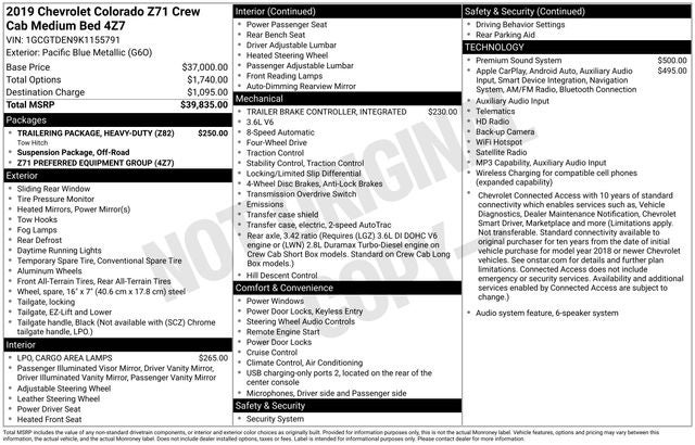 2019 Chevrolet Colorado Z71